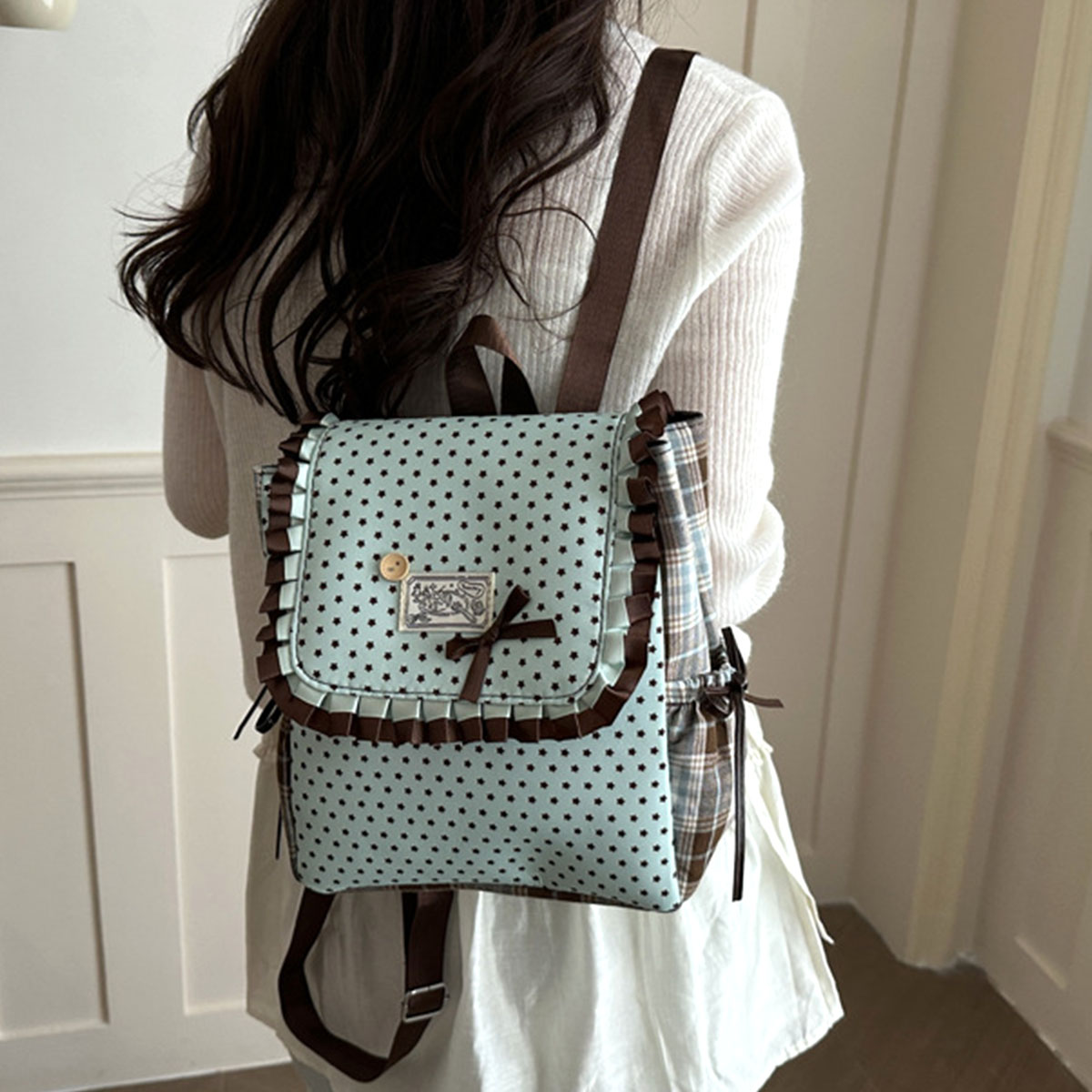 Women'S Retro Bags - Zaino da Donna a Pois Carino,