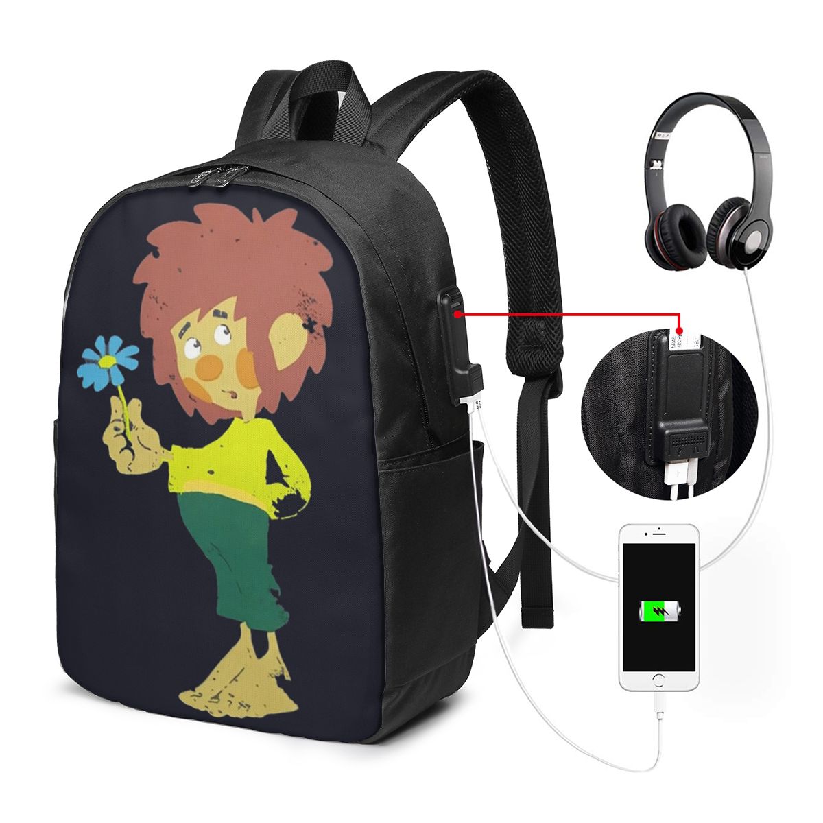 Women Bags For Travel - Pumuckl Blume - Figur Zaino da