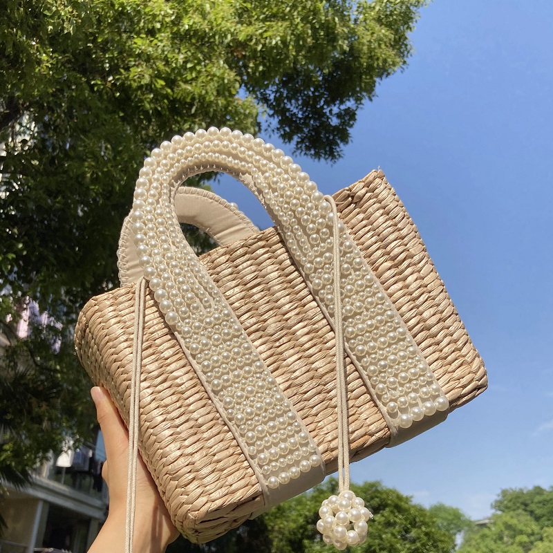 Basket Bag Wicker - Borsa da spiaggia estiva in paglia