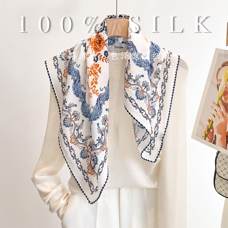 Women'S Retro Bags - Foulard Quadrato di Lusso 100% Seta