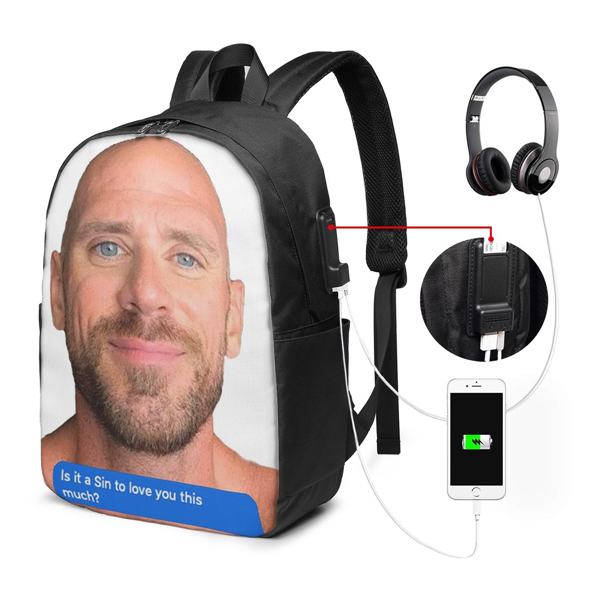 Zaino Johnny Sins Flirty Text  - Women Bags For Travel recensione e prezzo