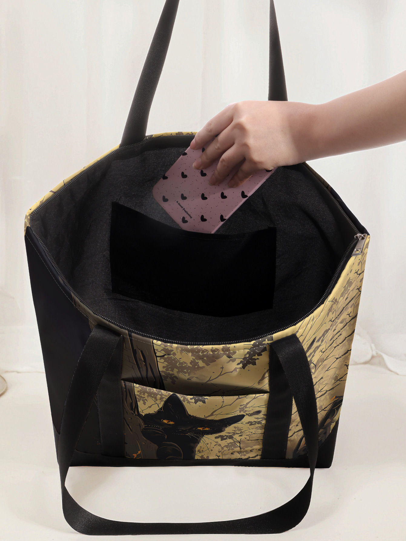 Borsa Tote Retro Art con Gatto - Women Bags Medium Size recensione e prezzo