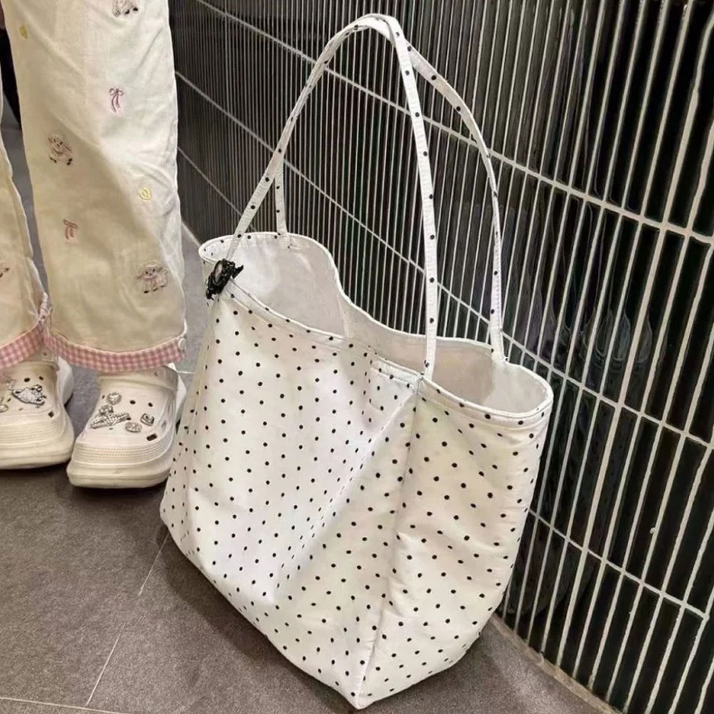 Borsa in tela a pois di grande - Shopper Tote Canvas recensione e prezzo