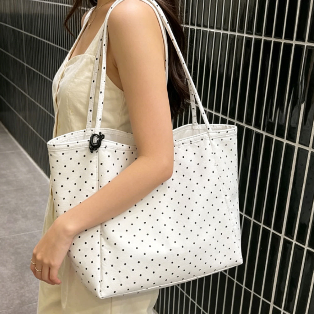 Borsa in tela a pois di grande - Shopper Tote Canvas recensione e prezzo