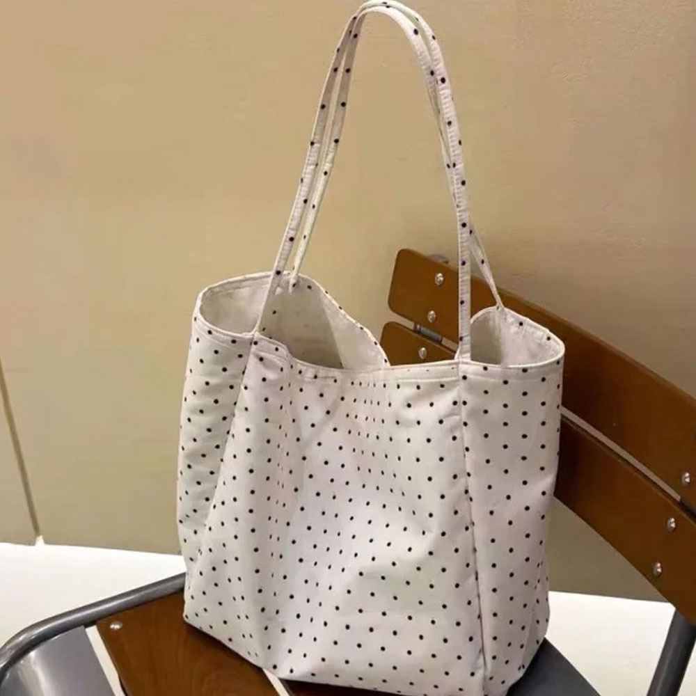 Borsa in tela a pois di grande - Shopper Tote Canvas recensione e prezzo