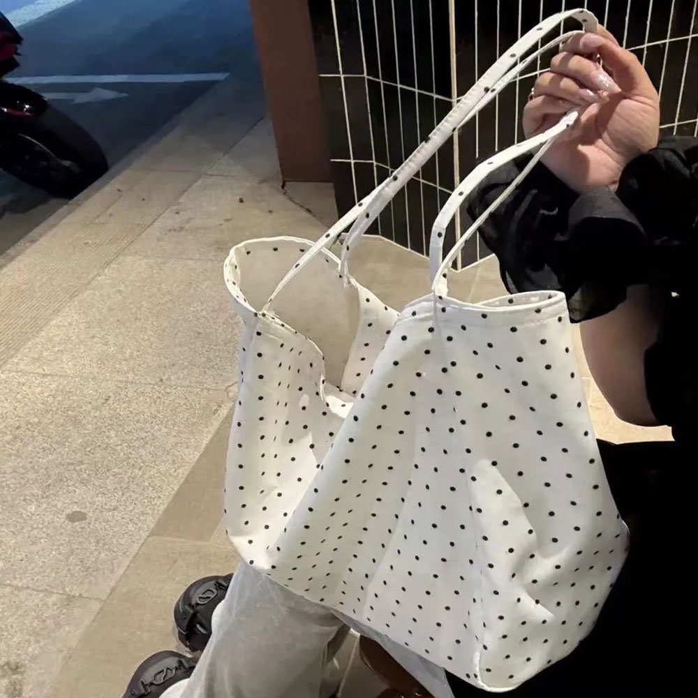 Borsa in tela a pois di grande - Shopper Tote Canvas recensione e prezzo